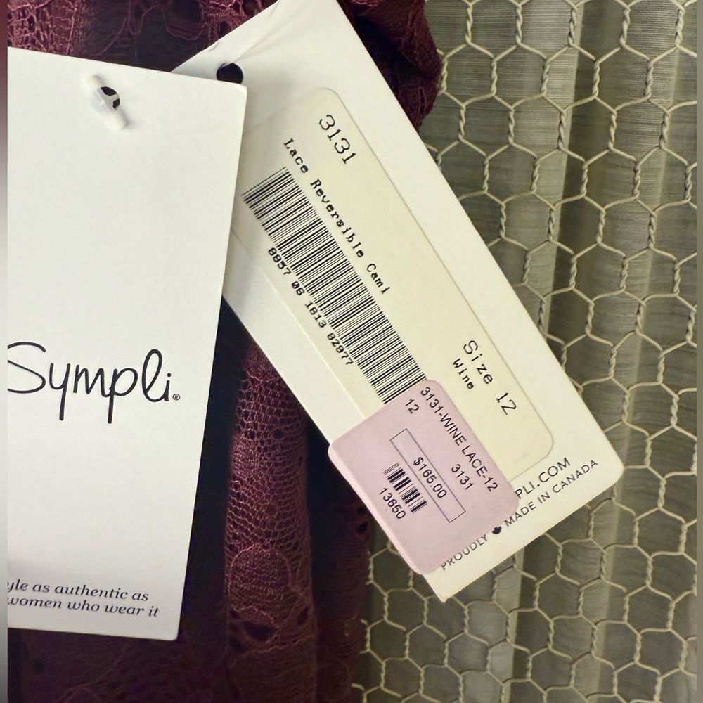Sympli Reversible Lace V-Neckline Cami Top Wine Women’s US 12 - Picture 2 of 6